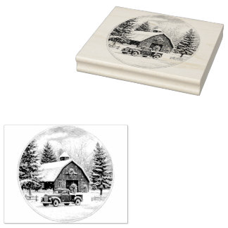 Weihnachten auf dem Bauernhof Gummistempel