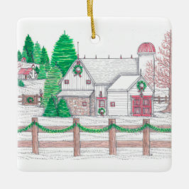 Weihnachten auf dem Bauernhof Keramikornament