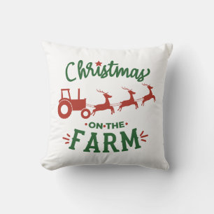 Weihnachten auf dem Bauernhof mit Traktor und Rent Kissen