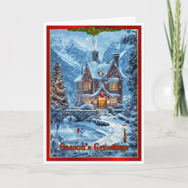 Weihnachten auf dem Familienteich Karte (Vorderseite)