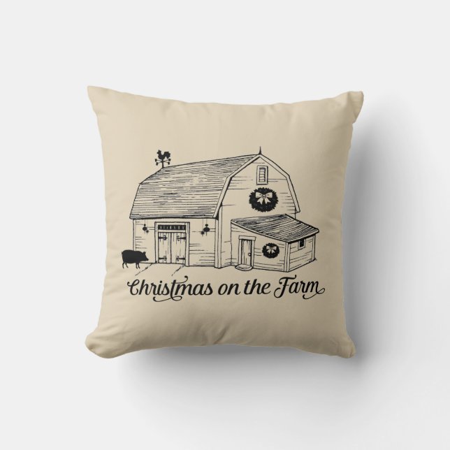 Weihnachten auf dem Farm Throw Kissen (Vorderseite)