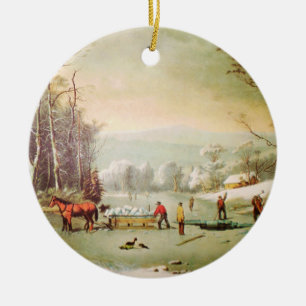 Weihnachten auf dem Land - Weihnachtsbaumschmuck Keramikornament
