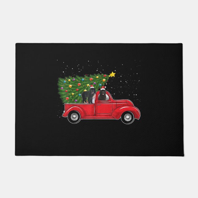 Weihnachten auf den neuen Hundeschenken für rote L Fußmatte (Vorderseite)