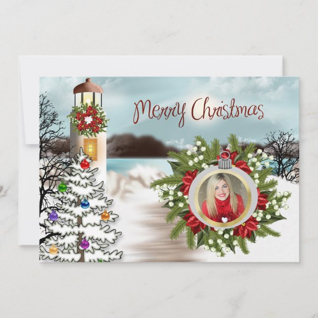 Weihnachten auf der Lake Foto Card (Vorderseite)