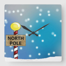 Weihnachten auf der Mauer am Nordpol Quadratische Wanduhr