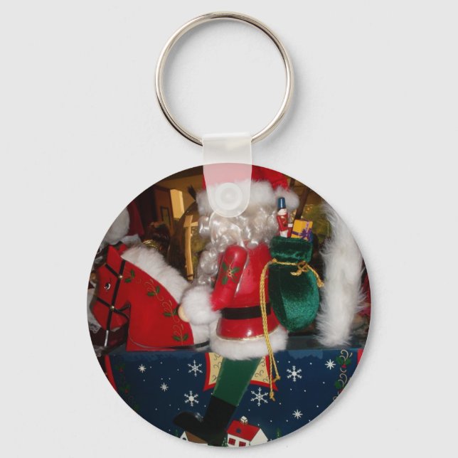 Weihnachten auf einem Pferd mit Schnee Kunst druck Schlüsselanhänger (Vorderseite)