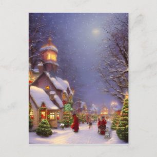 Weihnachten auf einer schneebedeckten Nachtruhe Postkarte
