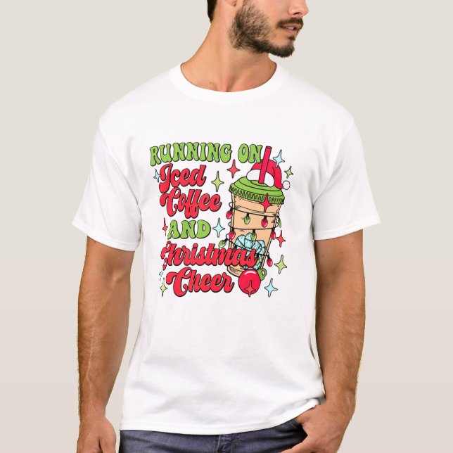 Weihnachten auf Eiskaffee laufen T-Shirt (Vorderseite)