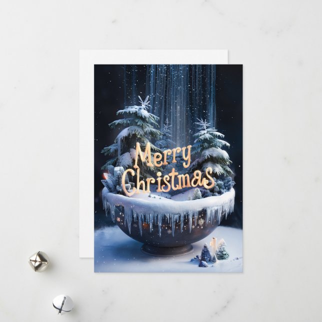 Weihnachten auf magischer Schüssel - Weihnachtskar (Vorderseite/Rückseite Beispiel)