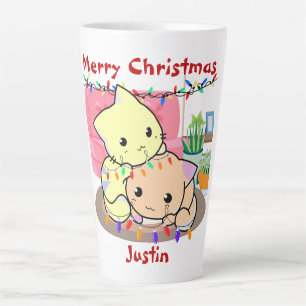 Weihnachten auf Matte, personalisierter Name Milchtasse