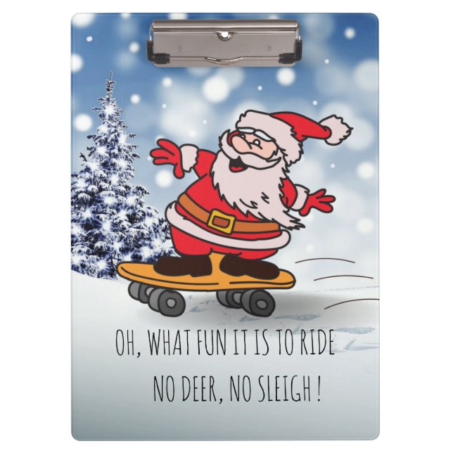 Weihnachten auf Skateboard für Kinder Weihnachten Klemmbrett (Vorderseite)