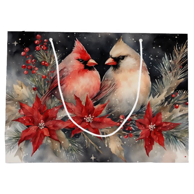 Weihnachten - Auffallendes Paar der Kardinal Große Geschenktüte (Rückseite)