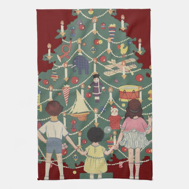 Weihnachten aus dem 19. Jahrhundert rund um einen  Geschirrtuch (Vertikal)