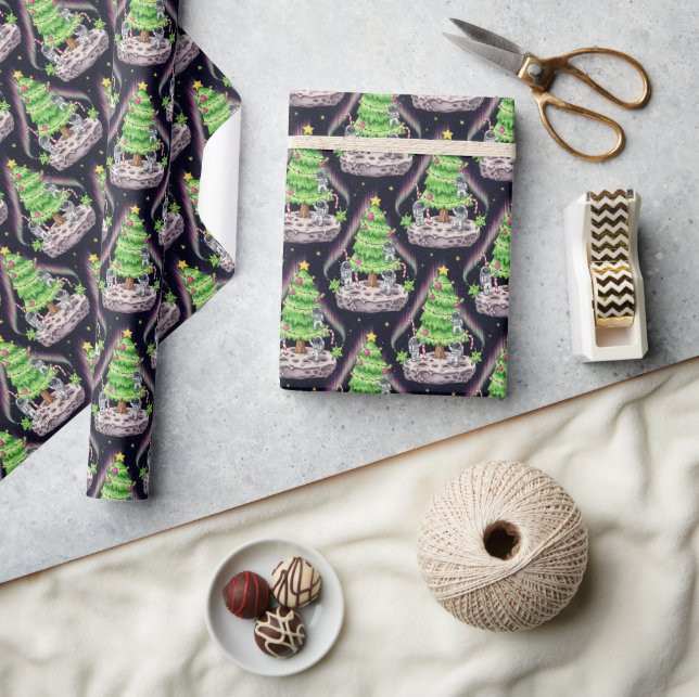 Weihnachten aus dem All feiern Geschenkpapier (Kunsthandwerk)
