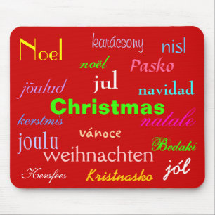 Weihnachten aus der ganzen Welt in Rot Mousepad