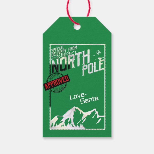 Weihnachten aus Nordpol Spaß Personalisiert Geschenkanhänger (Vorderseite)