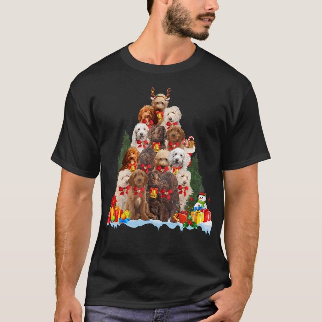 Weihnachten Australische Labradoodle Xmas Treegesc T-Shirt (Vorderseite)