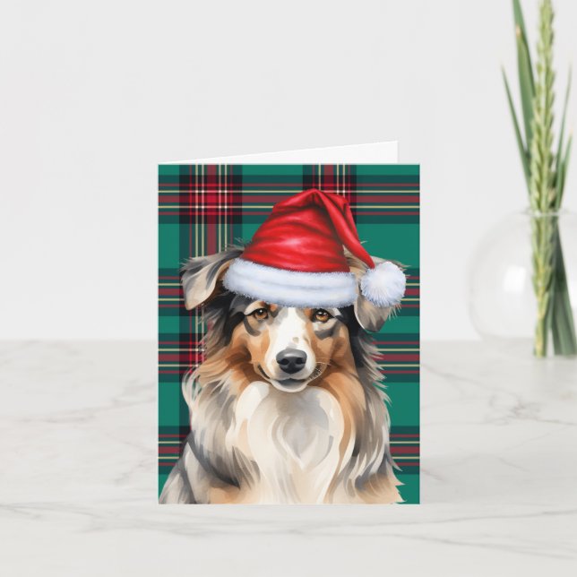 Weihnachten - Australischer Schäferhund - Kariert (Vorderseite)