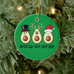 Weihnachten Avocado Frosty, Rudolph und Santa Keramik Ornament