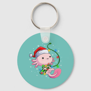 Weihnachten Axolotl Weihnachtsmannmütze Lights Jap Schlüsselanhänger