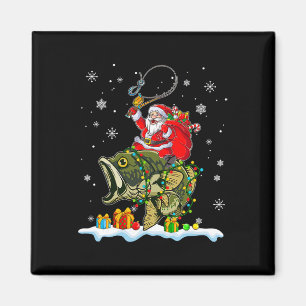 Weihnachten B Angeln Lustiger Santa Reitet Fisch F Magnet