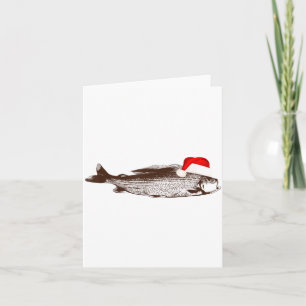 Weihnachten B Angeln mit Weihnachtsmannmütze  Karte