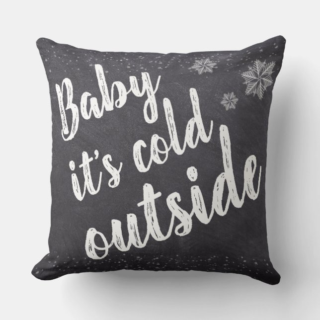 Weihnachten, Baby draußen ist es kalt, Schneeflock Kissen (Vorderseite)