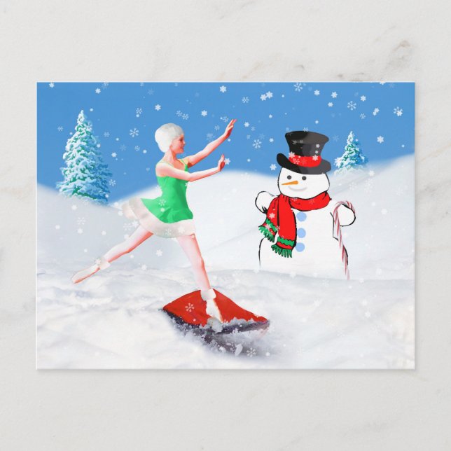 Weihnachten, Balletttänzer, Schneeszene Feiertagspostkarte (Vorderseite)