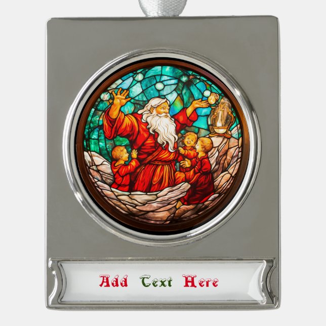 Weihnachten Banner-Ornament Silber (Vorderseite)