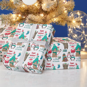 Weihnachten, Bären und Pinguine Personalisiert Geschenkpapier