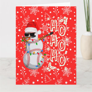 Weihnachten Baseball mit Santa-Hut    Karte