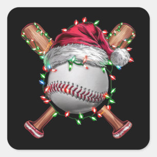 Weihnachten Baseball Santa Sport Xmas Urlaub Quadratischer Aufkleber
