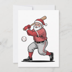 Weihnachten Baseball spielen Weihnachtsmann Sport Dankeskarte