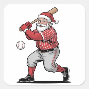 Weihnachten Baseball spielen Weihnachtsmann Sport Quadratischer Aufkleber