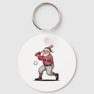 Weihnachten Baseball spielen Weihnachtsmann Sport Schlüsselanhänger