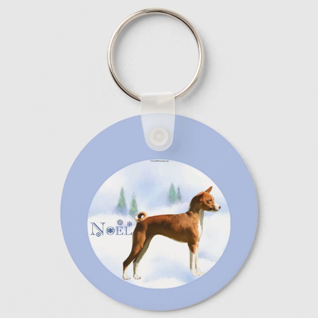 Weihnachten Basenji Schlüsselanhänger (Vorderseite)