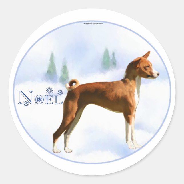 Weihnachten Basenji Stickers (Vorderseite)