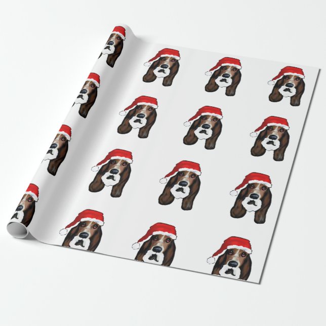 WEIHNACHTEN BASSET HOUND GESCHENKPAPIER (Ungerollt)