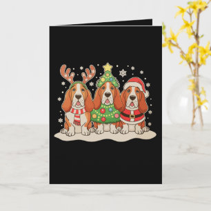 Weihnachten Basset Hound Santa Hut Rentiere Hund X Karte