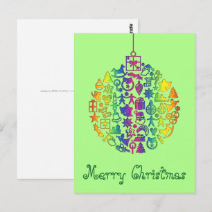 Weihnachten - Bäume - Ball mit Weihnachtsbildern 1 Postkarte