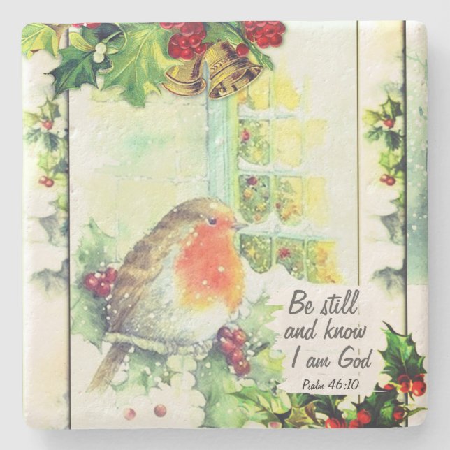 Weihnachten "Be Still and Know" Bibel Verse Steinuntersetzer (Vorderseite)
