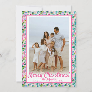 Weihnachten, Beach Pink und Green Custom Foto Feiertagskarte