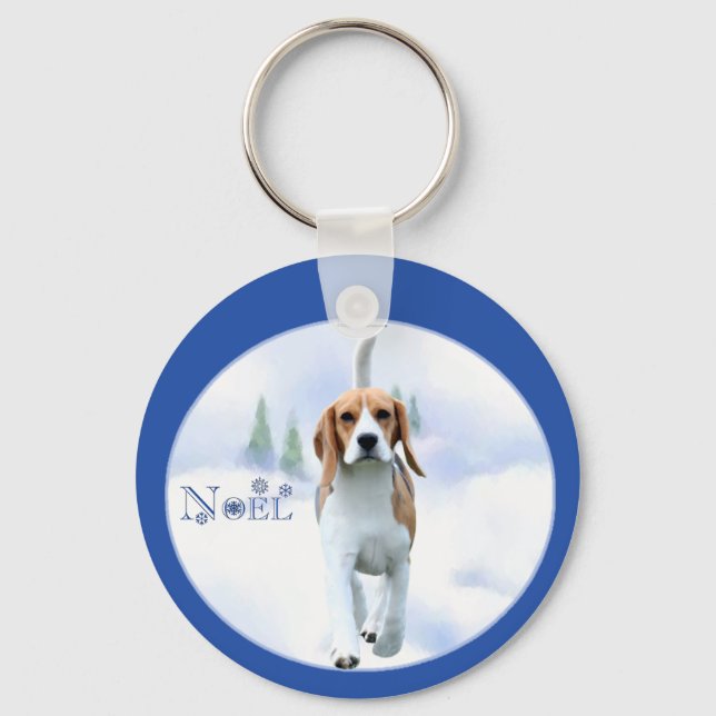 Weihnachten Beagle Schlüsselanhänger (Vorderseite)