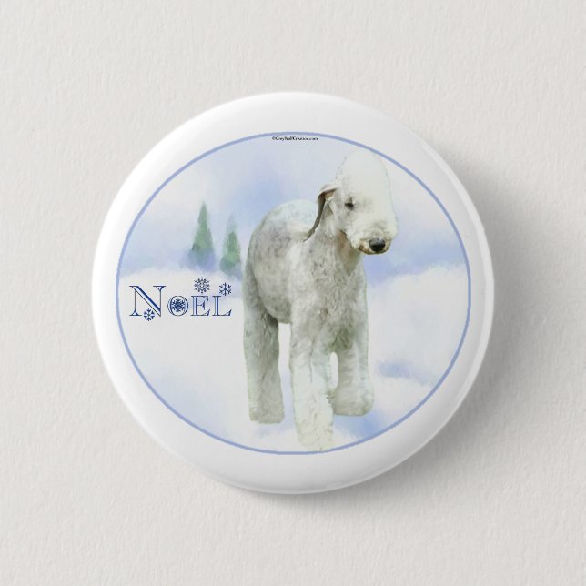 Weihnachten Bedlington Terrier Button (Vorderseite)