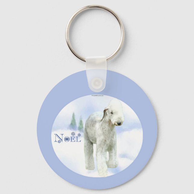 Weihnachten Bedlington Terrier Schlüsselanhänger (Vorderseite)