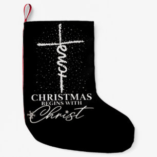 Weihnachten Beginnen mit Christus Jesus Kreuz Chri Kleiner Weihnachtsstrumpf