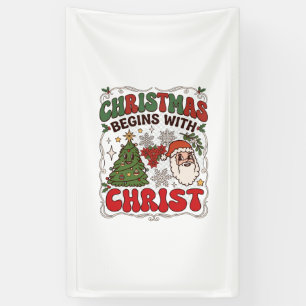 Weihnachten Beginnt Christus Weihnachtsmann Baum S Banner