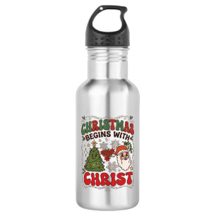 Weihnachten Beginnt Christus Weihnachtsmann Baum S Edelstahlflasche