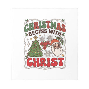 Weihnachten Beginnt Christus Weihnachtsmann Baum S Notizblock