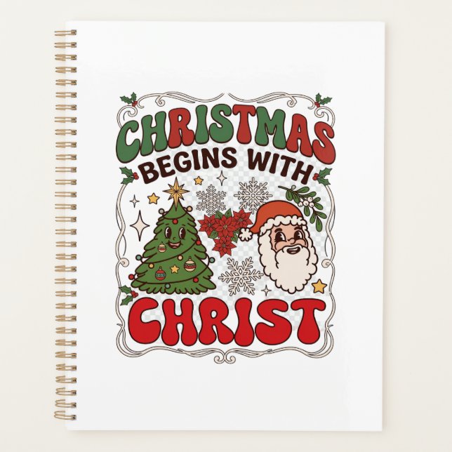 Weihnachten Beginnt Christus Weihnachtsmann Baum S Planer (Vorderseite)